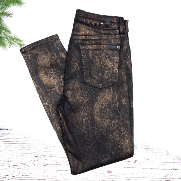 🚫SOLD! •NWOT |•7 FOR ALL MANKIND•| High-Waisted Ankle Snakeskin-Print Skinny - Picture 3 of 11